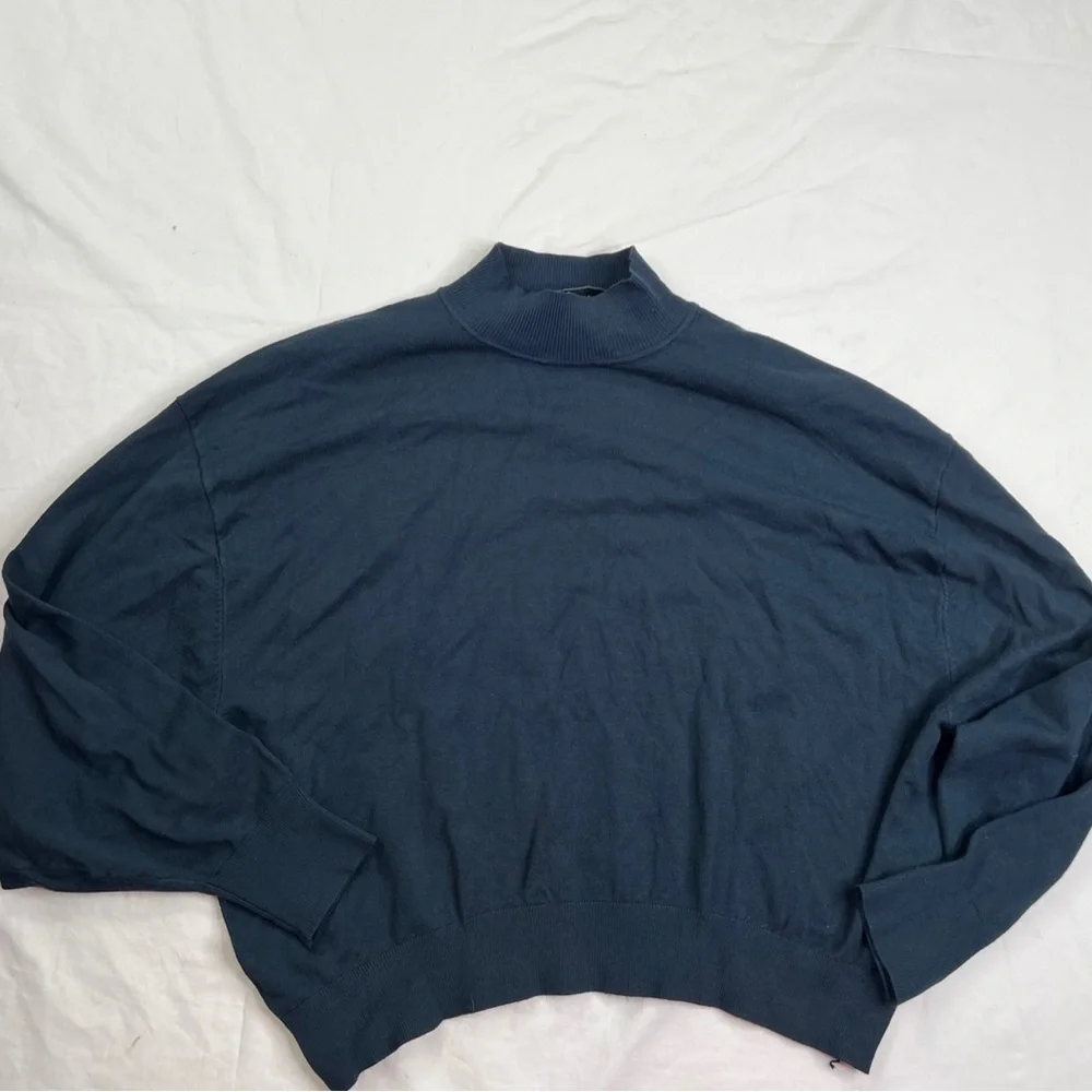 Zara Womens Stretch Dark Color High Neck Long Sleeve Top S A030323 - Picture 1 of 6